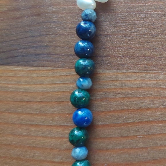 Lapis lazuli chrysocolla beaded necklace - Picture 3 of 7